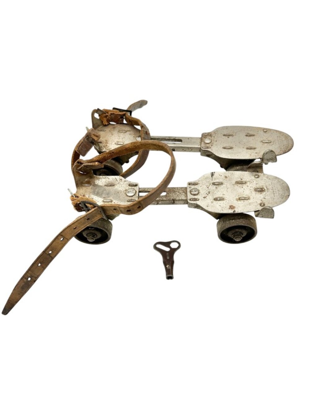Vintage Winchester 1925 Adjustable Roller Skates With Key Metal & Leather Design